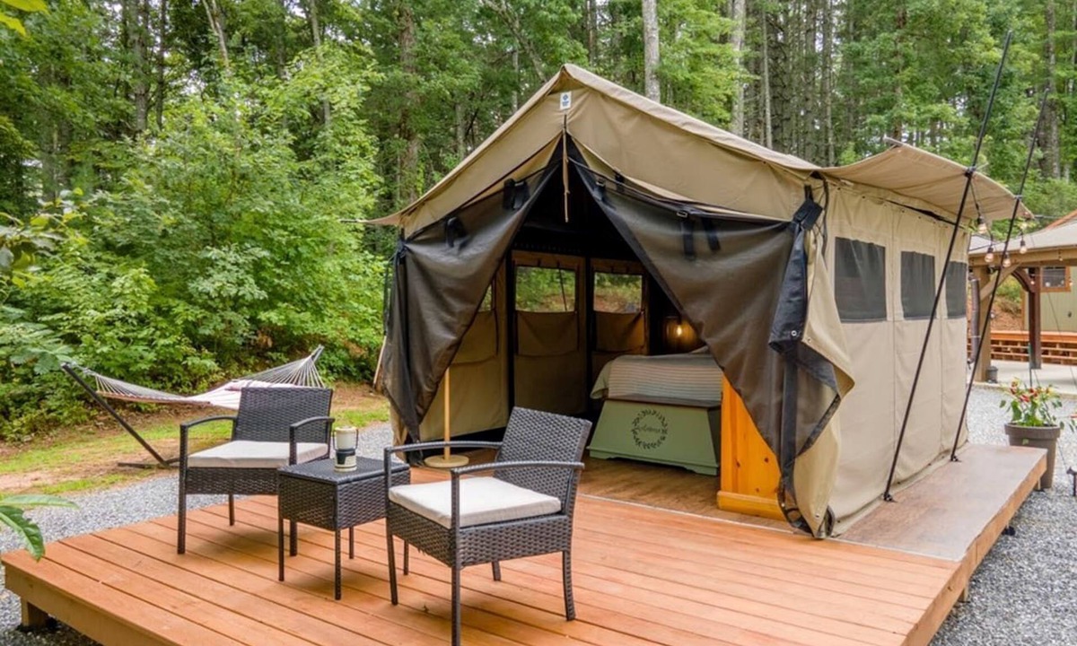 Sylva House | Amazing Safari Tent on a Scenic Ridge Right Beside The Tuckasegee River Near Sylva North Carolina