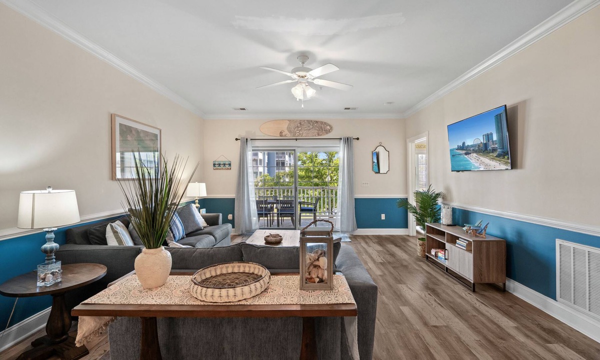 Central Myrtle Beach Condo | Bright and Modern 3BR Family Friendly Condo with pool, golf, Ripken Experience.