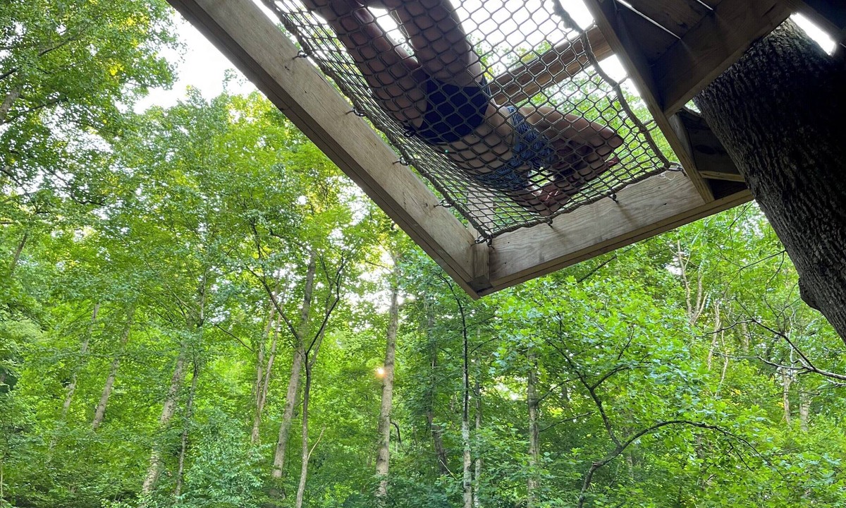 Deep Gap RV Rental | Campsite with Private Tree House Gazebo on a trout creek