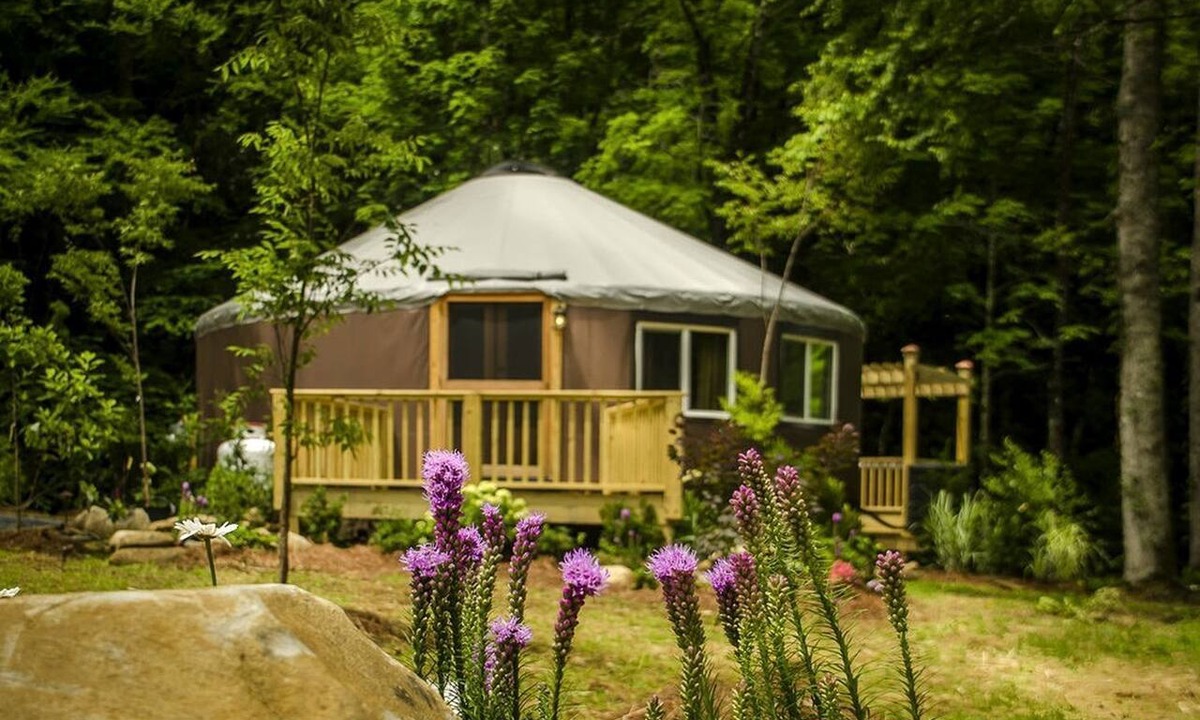 Topton Cabin | Chic Creek Yurt Comfy for Four in Topton, North Carolina