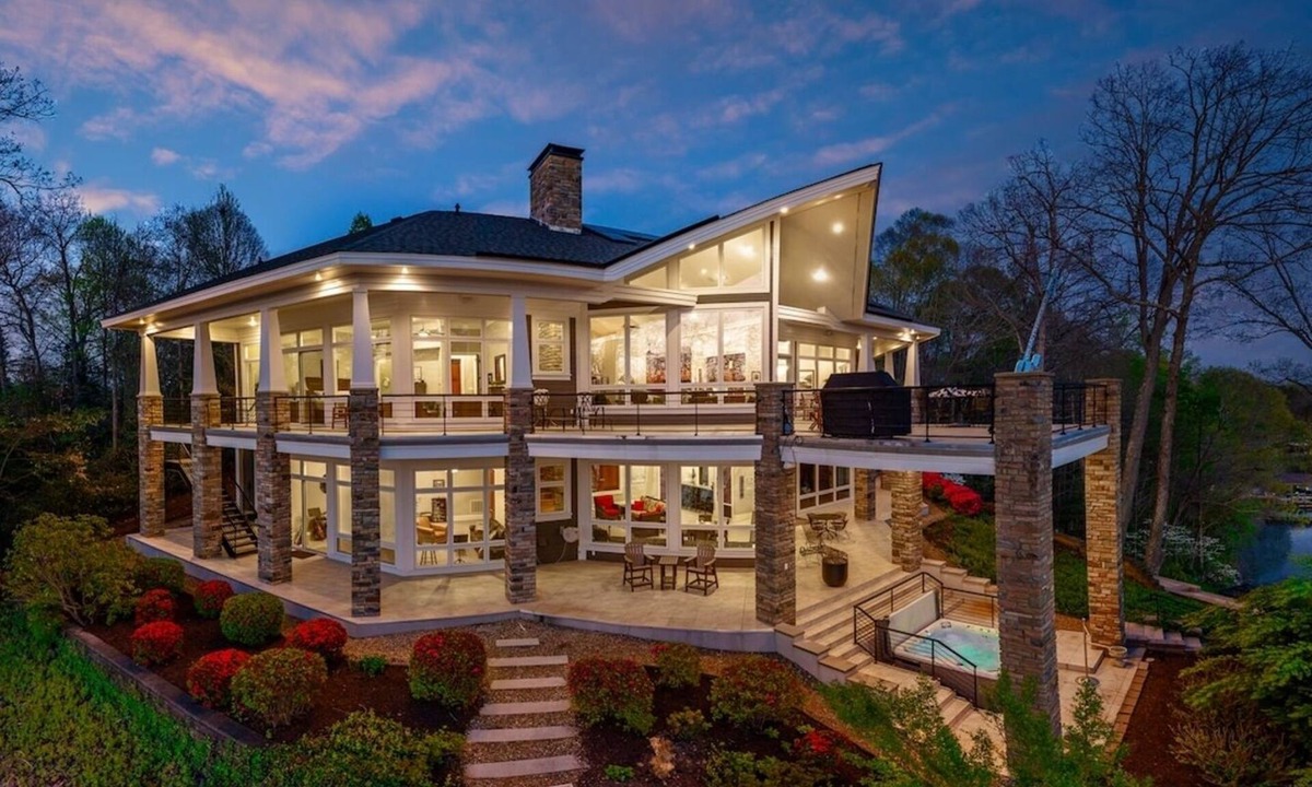Barium Springs Villa | Exclusive Semi-Private Island Estate on Lake Norman - Sleeps 22, Hot Tub, Private Dock, 2 Game Rooms, Full Bar, Elevator, Chef's Kitchen, 180° Lakefront Views, 2 Acres