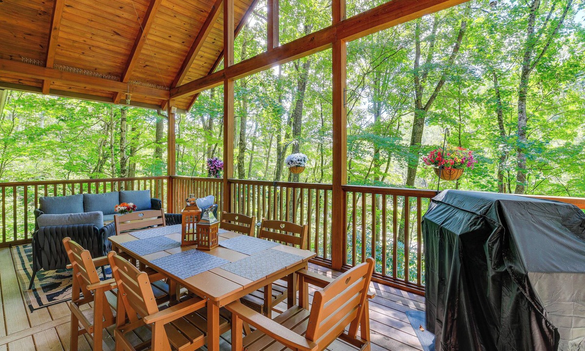 North Fork Township Cabin | Luxe Mountain Escape w/Hot Tub & Gym Near Boone!