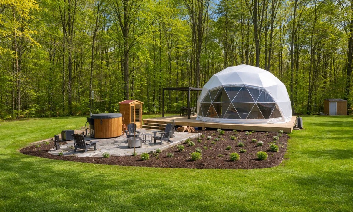 Mineral Apartment | One of kind wellness/glamping experience with wellness amenities, covered outdoor dining, a complete live fire cooking setup, and a clear star gazing top.