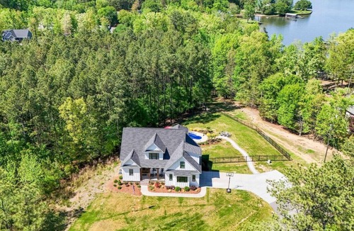 Rock Hill House | 5-BR Farmhouse Lake Retreat—Pool—Hot Tub—Theater!