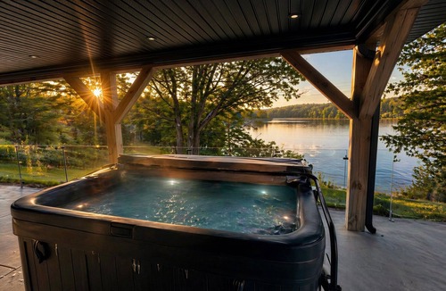 Gore Ski Chalet | Chalet 2025 sur lac Barron navigable Spa, quai, 4 rooms -14 pers - Laurentians