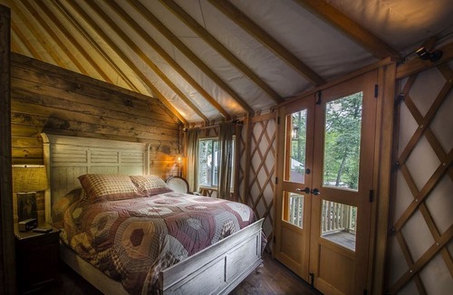 Topton Cabin | Chic Creek Yurt Comfy for Four in Topton, North Carolina