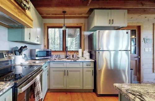 Brevard House | Dog-friendly mountain view cabin with furnished deck, washer/dryer