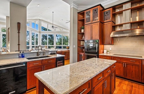 Barium Springs Villa | Exclusive Semi-Private Island Estate on Lake Norman - Sleeps 22, Hot Tub, Private Dock, 2 Game Rooms, Full Bar, Elevator, Chef's Kitchen, 180° Lakefront Views, 2 Acres