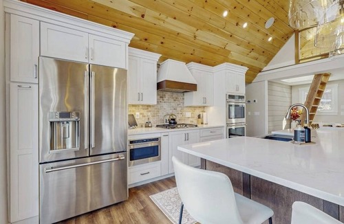 Gray House | Lakefront house with private beach, firepit, dock, 4 kayaks, grill & hot tub
