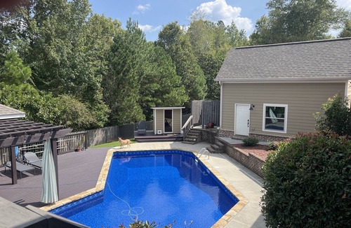 Riverwood Plantation House | Masters Week suburban stunner, pool, sauna and outdoor pergola with fireplace.