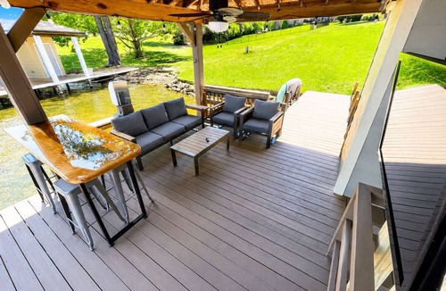Littleton Cottage | NEW! Main lake Family-Friendly retreat with private dock, game room, & fire pit!