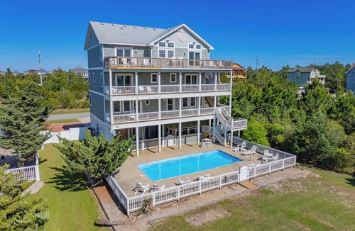 Wind Over Waves House | Soundside Dog Friendly w/Pool, Elevator, Hot Tub, Game and Theater Rooms