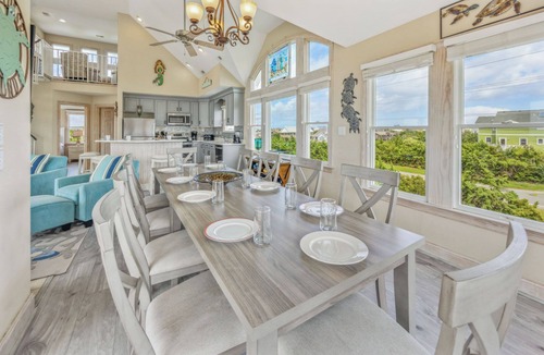 Wind Over Waves House | Soundside Dog Friendly Home w/Pool, Hot Tub, Game Room, Tiki Bar, Public Dock