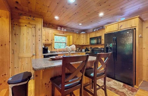 Cullowhee House | Spacious cabin near lake & boat ramp with firepit, foosball, bar, decks & WiFi