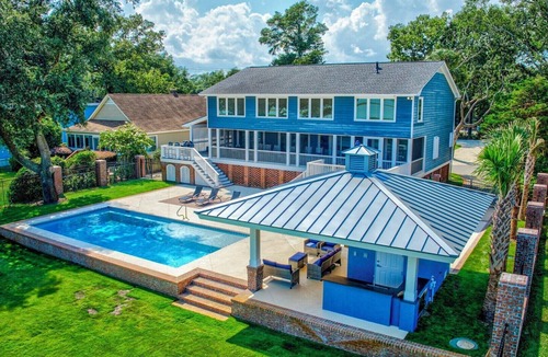 Murrells Inlet House | Stunning 5-Bedroom Inlet Home with Private Pool, Pool House, and Dock