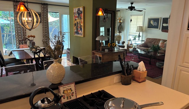 Downtown open space home with a patio garden for the month of August
