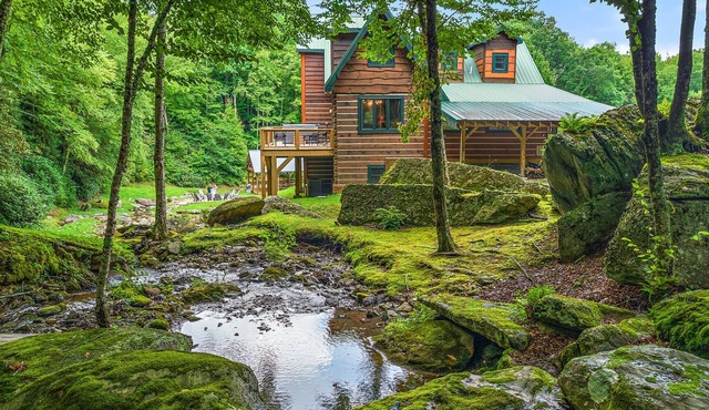 Expansive Log Home with Private Swimming Hole