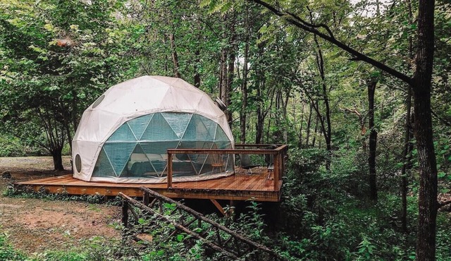 Glamping Geodesic Dome Tent - Trout Stream, Fire Pit & Privacy +