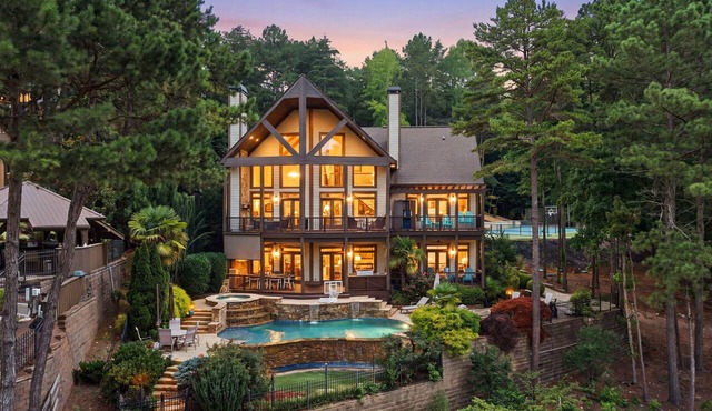 Gorgeous lakefront home with infinity pool, pickleball court, stunning lake view