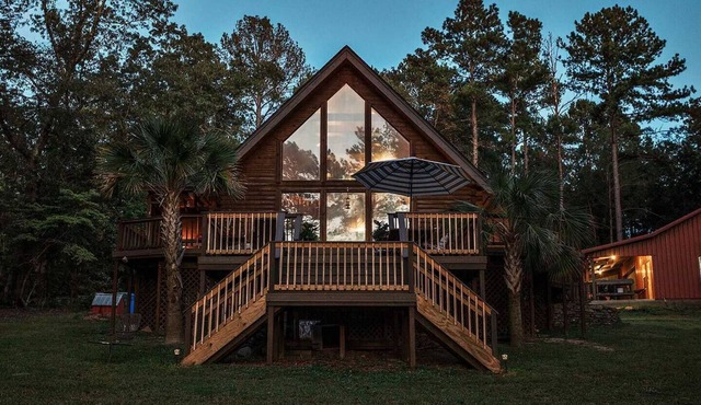 Lakefront log cabin