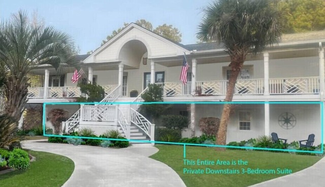 New 3 BR/2 bath Suite. Near Historic Beaufort. Kitchen, W/D, extras! No stairs.