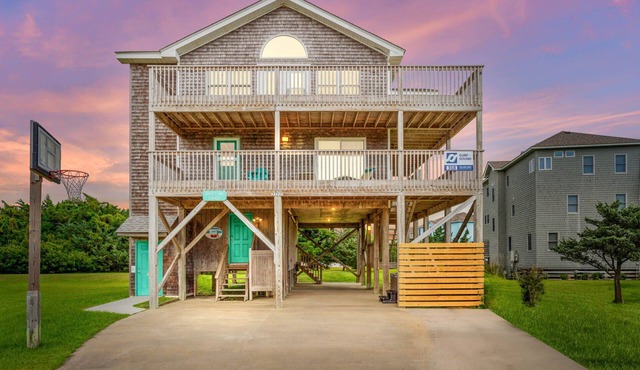Ocean Views! Dog Friendly Home in Salvo w/Hot Tub, Elevator, and Screened Porch