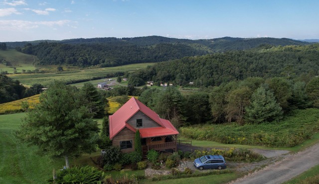 Outlander themed cozy cabin, kid,pet friendly epic Mountain Views & river access