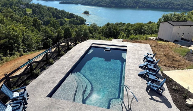 Panoramic VIEWS! Luxury Norris Lake & Mountain Retreat w Pool, Spa, & Beachfront