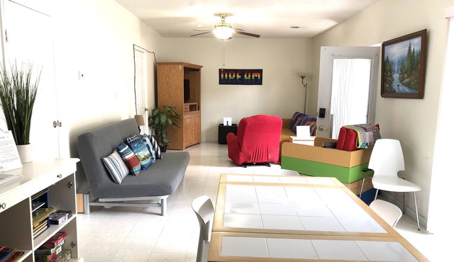 Private, easily accessible (no steps or stairs anywhere!), kid and pet friendly,