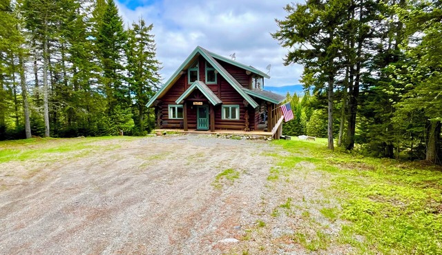 Scenic Rangeley Log Home with 3+ Private Acres, 3,200+sf, Views & Lake Access!