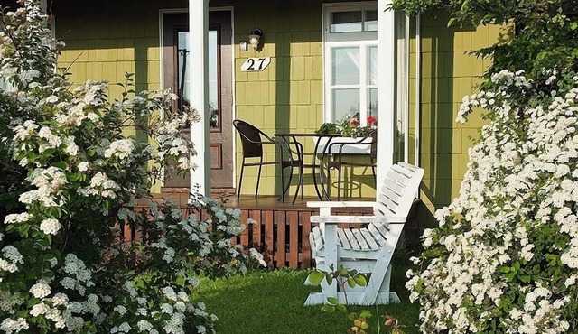 Small house with flowers and country