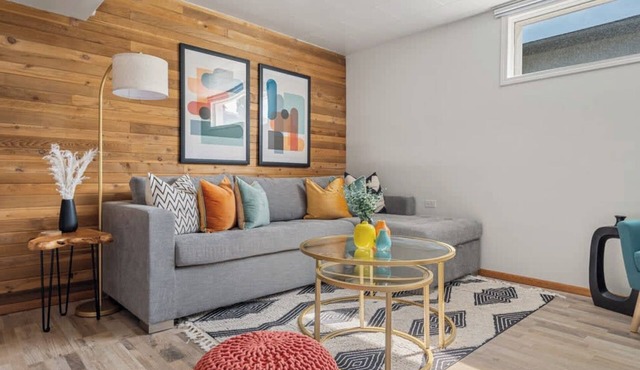 Vibrant basement suite, blending style and comfort for a delightful stay.