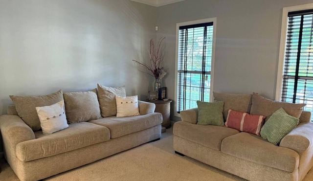 Welcome to The Clover, a spacious 2-story vacation home that blends charm with modern comfort. Perfect for families, friends, or groups, this cozy retreat features inviting living spaces, a fully equipped modern kitchen & comfortable bedrooms.