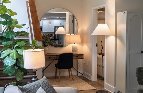 Roanoke Apartment | 2 BR + Free Private Parking - Sun Filled Tall Windows-Exposed Beam High Ceilings